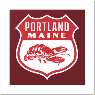 Vintage Portland Maine Lobster Shield Posters and Art